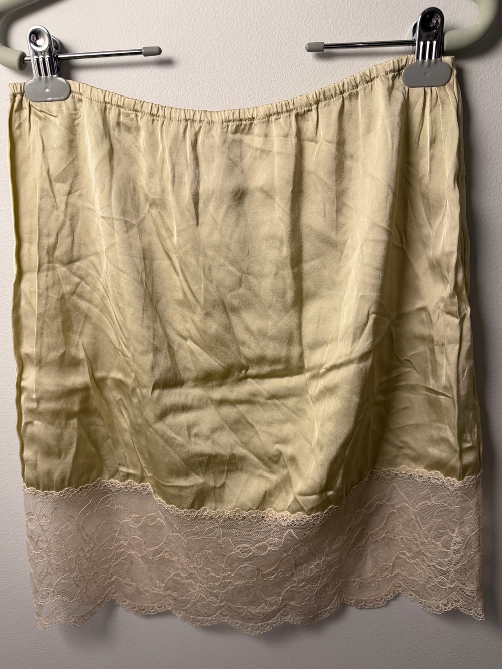 NWOT Alessia Santi Lace-Trim Satin Slip Skirt / IT 42 US 6